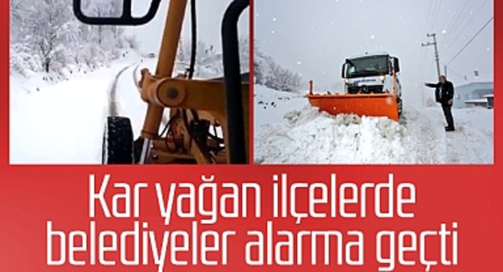 Samsun'da kar yağan ilçelerde belediyeler alarma geçti