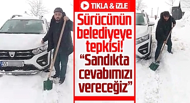 Samsun'un 19 Mayıs ilçesinde karda mahsur kalan sürücünün belediye tepkisi