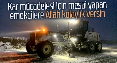 Samsun'un Canik ilçesinde kar mücadelesi gece saatlerinde de sürüyor