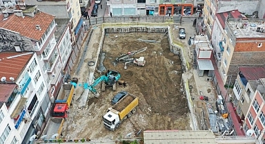 Samsun'da 19 Mayıs ve Rasathane mahallesinde mekanik otopark inşaatı başladı