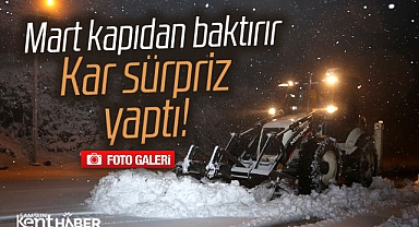 Samsun'un Canik ilçesinde yüksek kesimlere Mart ayında kar yağdı