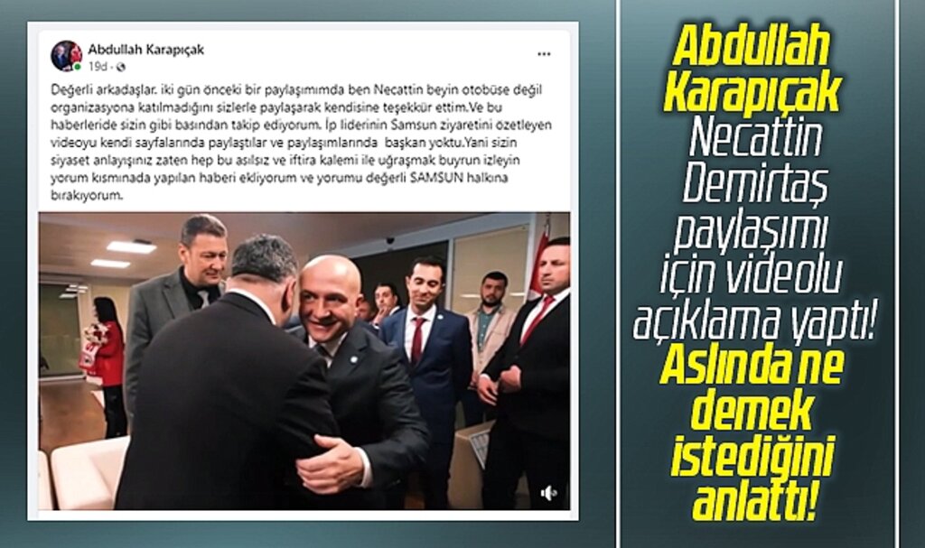 MHP Samsun Milletvekili adayı Karapıçak, Necattin Demirtaş paylaşımına açıklık getirdi
