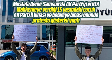Samsun Büyükşehir Başkanı Demir'in mahkemeye verdiği çocuk protesto gösterisi yaptı