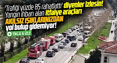 Samsun'da yangına giden itfaiye araçları Akıllı Şehir ışıklarına takıldı! İşte o anlar