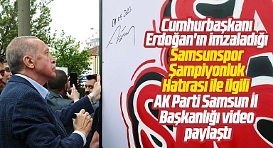 Cumhurbaşkanı Erdoğan Samsunspor'un Şampiyonluk hatırasını imzaladı