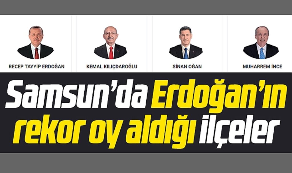 Samsun'da Erdoğan'ın 14 Mayıs seçiminde rekor oy aldığı ilçeler