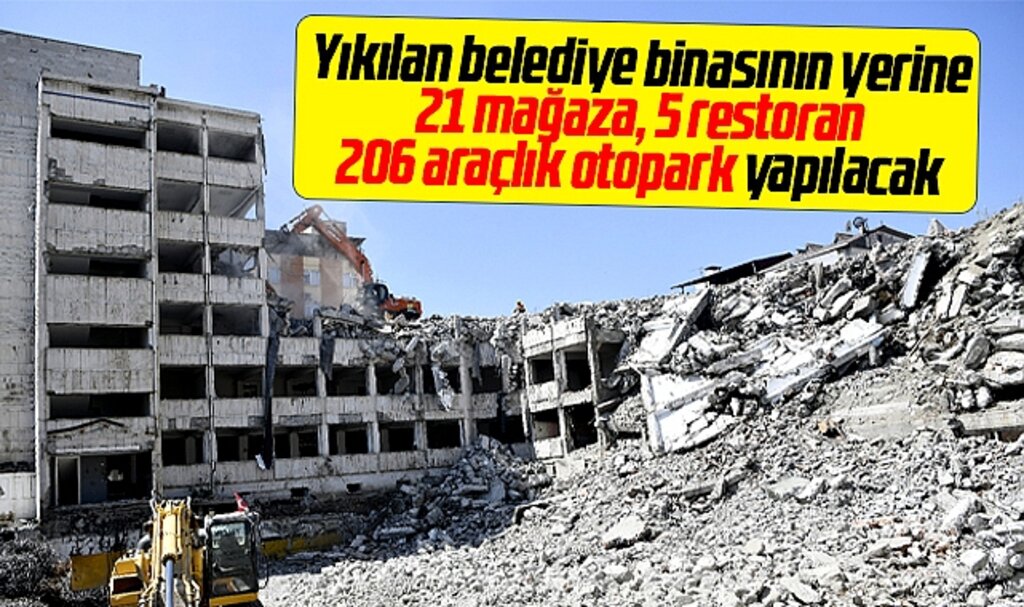 Samsun'da yıkılan Büyükşehir hizmet binasının yerine 21 mağaza, 5 restoran yapılacak