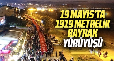Samsun'un Atakum ilçesinde 1919 metrelik bayrak yürüyüşü yapıldı