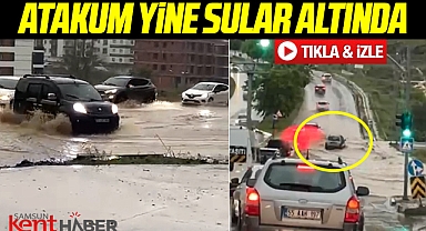 Samsun'un Atakum ilçesinde yağmur yağdı, yollar sular altında kaldı