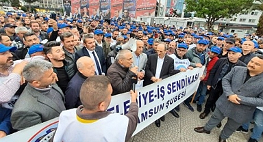 Samsun'da belediye işçileri meydana indi! Kadro istiyoruz