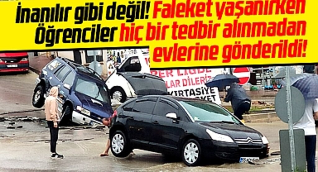 Samsun'da sel felaketi yaşanırken öğrenciler tedbirsiz eve gönderildi