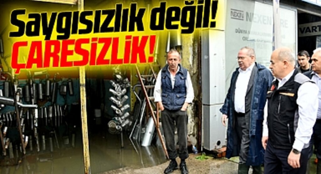 Samsun Valisi Dağlı, sağanak yağmurda göle dönen Gülsan Sanayi esnafını ziyaret etti