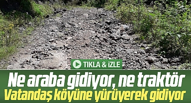 Samsun'un Salıpazarı ilçesi Kızılot mahallesinde bozuk yol tepkisi