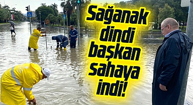 Samsun Büyükşehir Başkanı Demir, sağanak yağmur dindikten sonra sahaya çıktı
