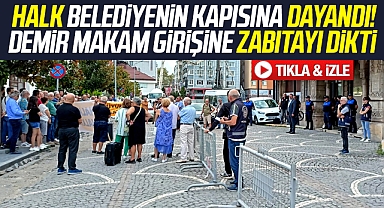 Samsun Büyükşehir binası önünde ihale protestosu oldu, zabıtalar nöbet tuttu