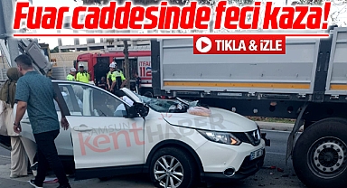 Samsun'da Fuar caddesinde kaza! Araç tırın altına girdi yaralılar var