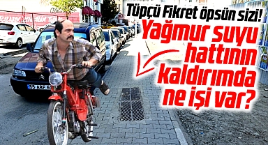 Samsun'da kaldırım üzerindeki yağmur suyu hattı şaşkına çeviriyor!