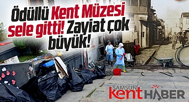 Samsun'da ödüllü Kent Müzesi sağanak yağmurda sular altında kaldı