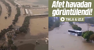 Samsun'u vuran sağanak yağmurun dehşete düşüren anları havadan görüntülendi