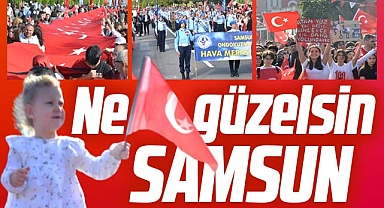 Samsun'da Cumhuriyet'in 100. yılı kutlandı! Yer gök bayrakla süslendi
