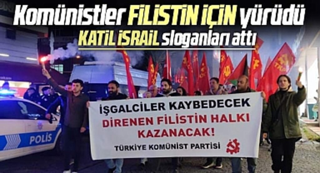 Samsun'da Türkiye Komünist Partisi üyeleri Filistin için yürüdü