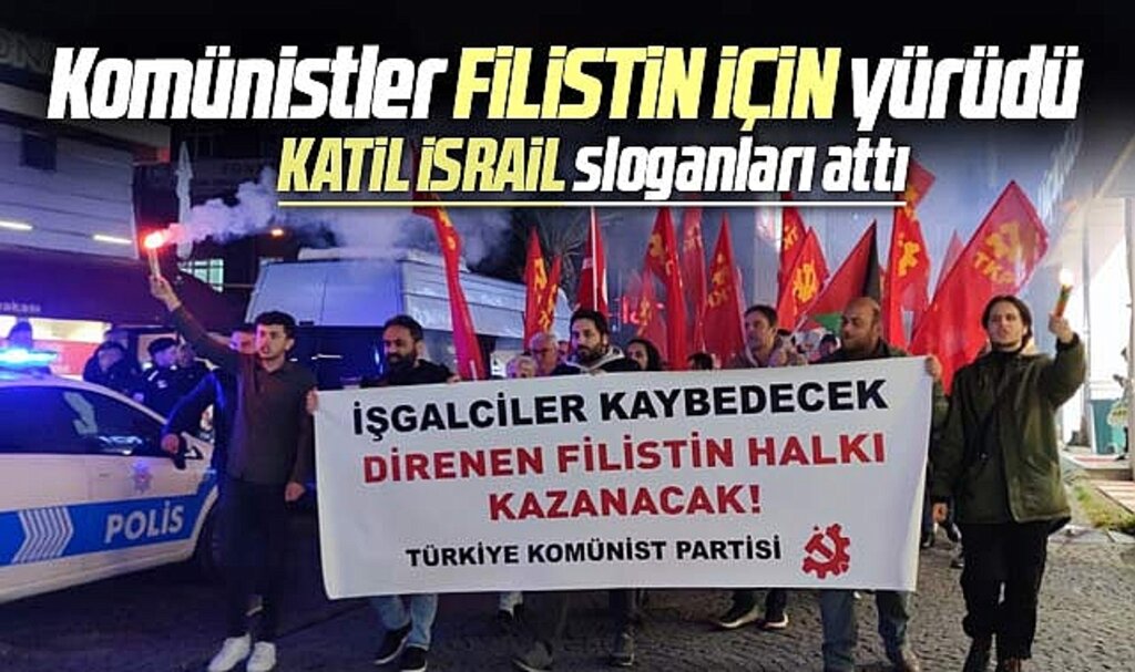 Samsun'da Türkiye Komünist Partisi üyeleri Filistin için yürüdü