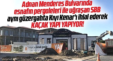 Samsun Büyükşehir esnafın pergoleleri ile uğraşıyor ama kendisi kaçak yapı yapıyor
