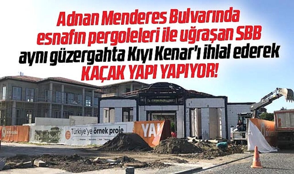 Samsun Büyükşehir esnafın pergoleleri ile uğraşıyor ama kendisi kaçak yapı yapıyor