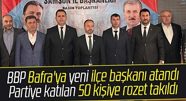 Samsun'da BBP Bafra'ya ilçe başkanı atandı partiye katılan 50 kişiye rozet takıldı
