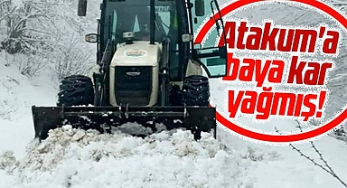 Samsun'un Atakum ilçesinde yüksek kesimlere yoğun kar yağdı