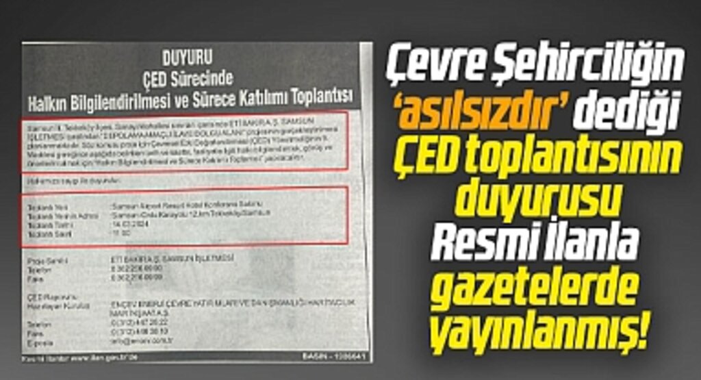 Samsun'da Cengiz İnşaat'ın asit depoları için ÇED toplantısı duyurusu yaptığı ortaya çıktı