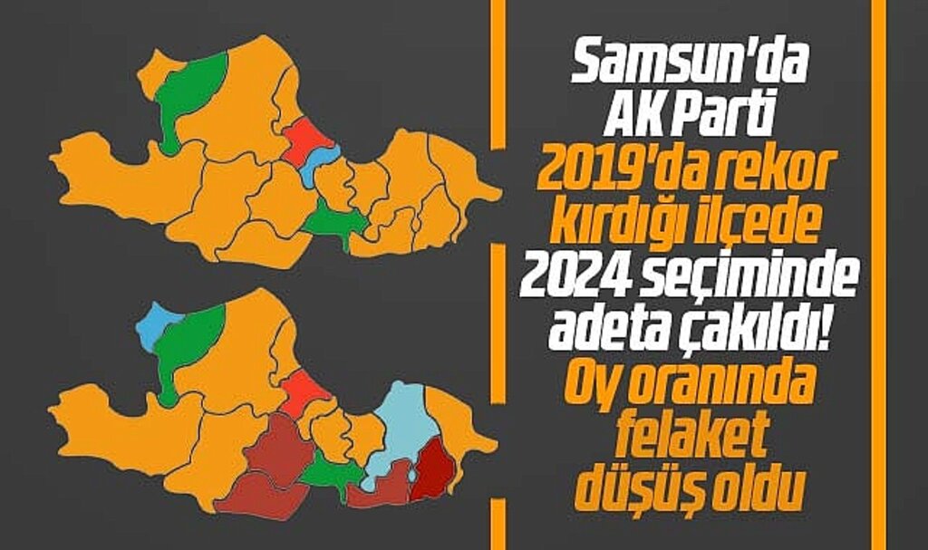Samsun'da AK Parti rekor kırdığı ilçede, 2024 seçimi oy oranında felaket düşüş yaşadı