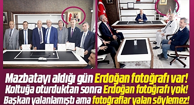 Samsun'da Erdoğan'ın fotoğrafını kaldırdığını yalanlayan Şerif Ün'ü zora sokacak kareler