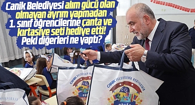 Samsun'da Canik Belediyesi 1. sınıfı öğrencilerine çanta ve kırtasiye seti verdi