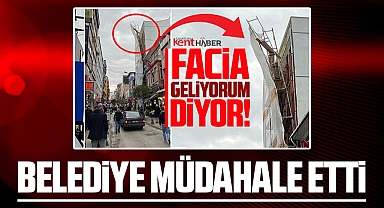 Samsun'da iskelesi can güvenliğini tehdit eden binaya belediye müdahale etti