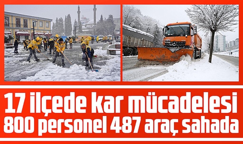 Samsun Büyükşehir 800 personel, 487 araç ile 17 ilçede kar çalışması başlattı