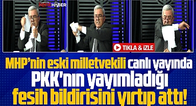 Samsun'da eski MHP milletvekili Çınaroğlu PKK'nın fesih açıklamasını yırtıp attı