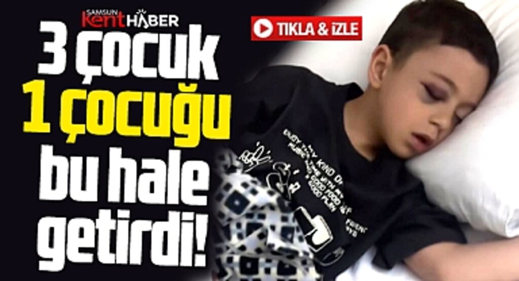 Samsun'da halı sahada 3 çocuk bir çocuğu hastanelik etti!