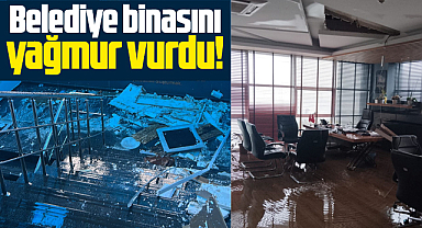 Samsun'da yağan yağmur belediye hizmet binasını vurdu!