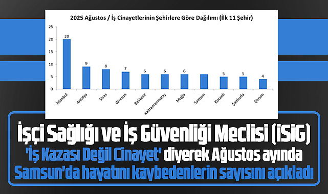 Samsun'da 2025 Ağustos ayında iş kazasında ölenlerin sayısı açıklandı