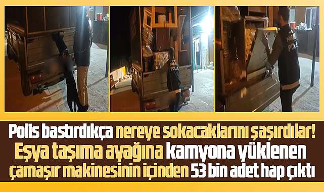 Samsun'da narkotik köpeği Tony çamaşır makinesi içinde 53 bin hap buldu
