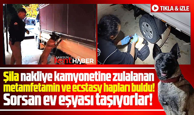 Samsun'da dedektör köpek Şila kamyonete gizlenen uyuşturucuları buldu