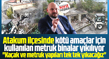 Samsun'un Atakum ilçesinde belediye iki metruk binayı yıktı