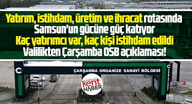 Samsun Valiliği Çarşamba OSB'deki yatırımcıları ve istihdam sayısını açıkladı