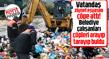 Samsun'da çöpe atılan pırlanta yüzüğü belediye çalışanları arayıp buldu