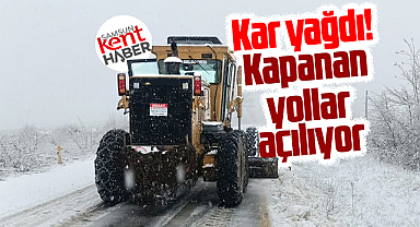 Samsun'un Canik ilçesine kardan yollar kapandı belediye çalışma başlattı