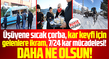 Canik Belediyesi kar mücadelesi yaptı, bir yandan da çorba ve ikram dağıttı