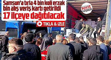 Samsun'a tırla 4 bin koli erzak, bin alış veriş kartı getirildi