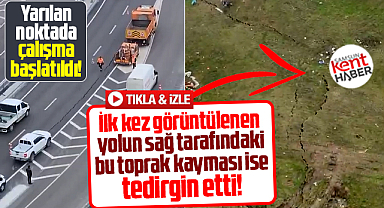 Samsun'da RTE Bulvarında ilk kez görüntülenen toprak kayması tedirgin etti