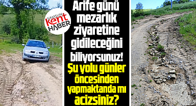 Samsun'un Kavak ilçesinde arife günü bozuk mezarlık yoluna tepki